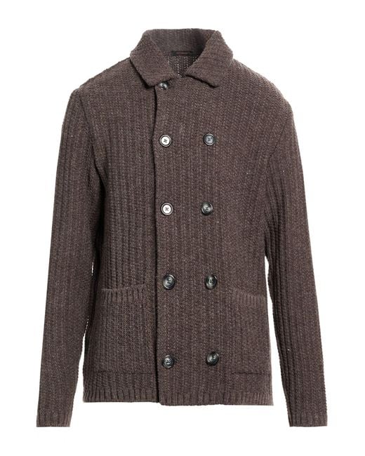 Officina 36 Brown Dark Cardigan Acrylic, Wool, Alpaca Wool for men