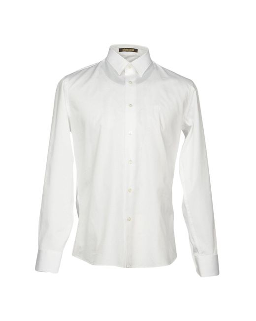 Roberto Cavalli Cotton Shirt in White for Men - Lyst