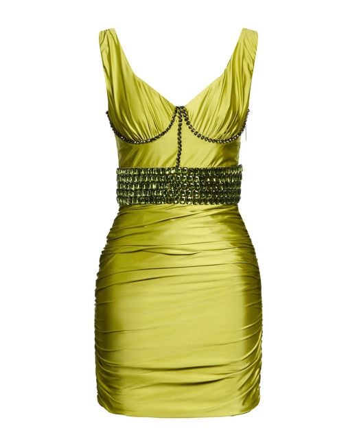 Elisabetta Franchi Yellow Mini Dress Polyamide, Elastane