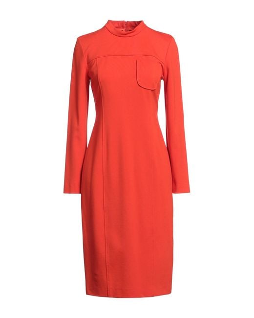 MEIMEIJ Red Midi Dress Viscose, Polyamide, Elastane, Acetate