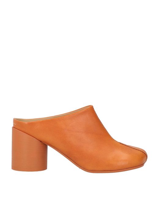 MM6 by Maison Margiela Brown Tan Mules & Clogs Leather