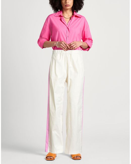 MSGM White Ivory Pants Cotton, Elastane