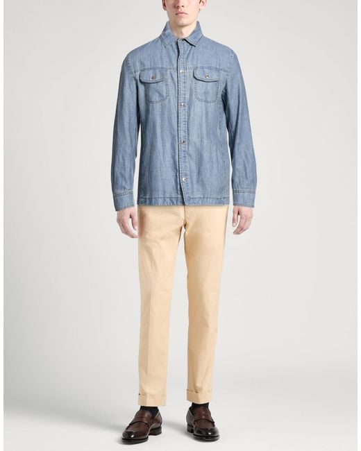 Moorer Blue Denim Outerwear Linen for men