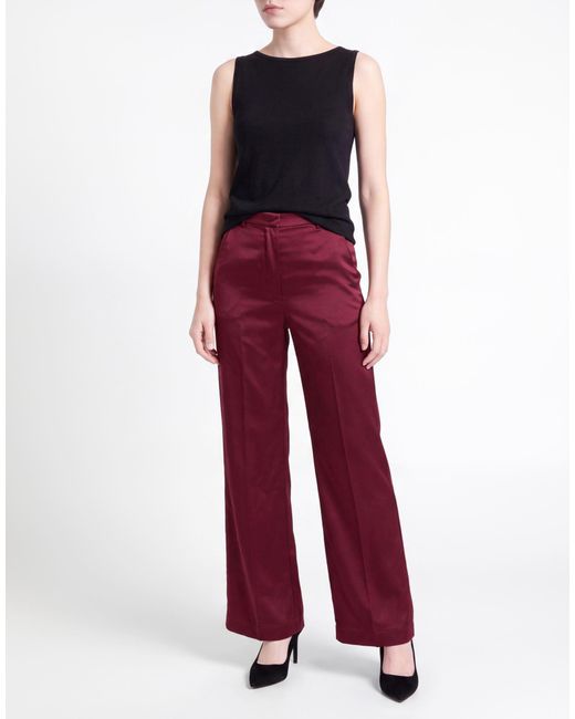 Patrizia Pepe Red Burgundy Pants Polyester
