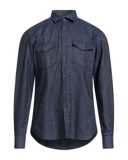 Xacus Blue Denim Shirt Linen, Polyester, Cotton for men