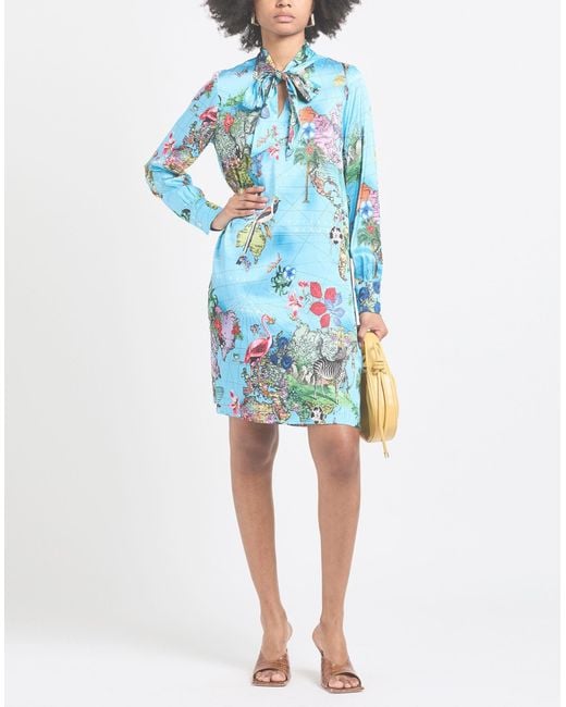 Shirtaporter Blue Mini Dress Viscose, Elastane