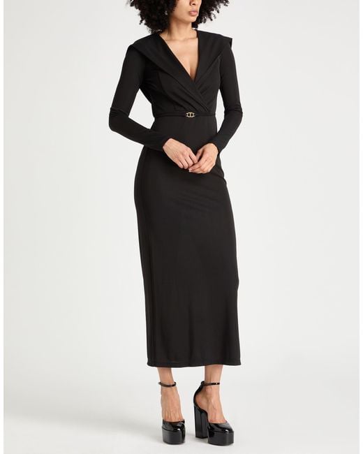 Twinset Black Maxi Dress Polyester, Elastane