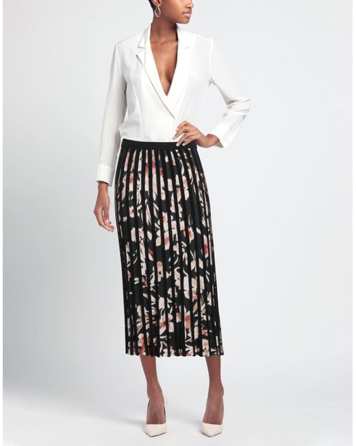BLUE IV by ISABELLE VAN DEN ABEELE Black Midi Skirt Viscose, Polyamide