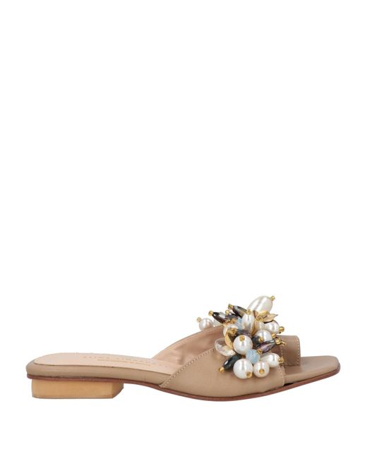 Elina Linardaki Natural Taupe Thong Sandal Leather