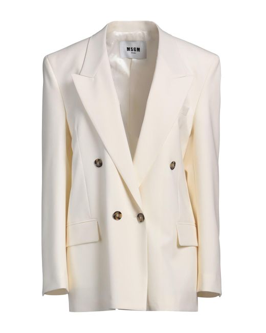 MSGM White Blazer Virgin Wool, Elastane