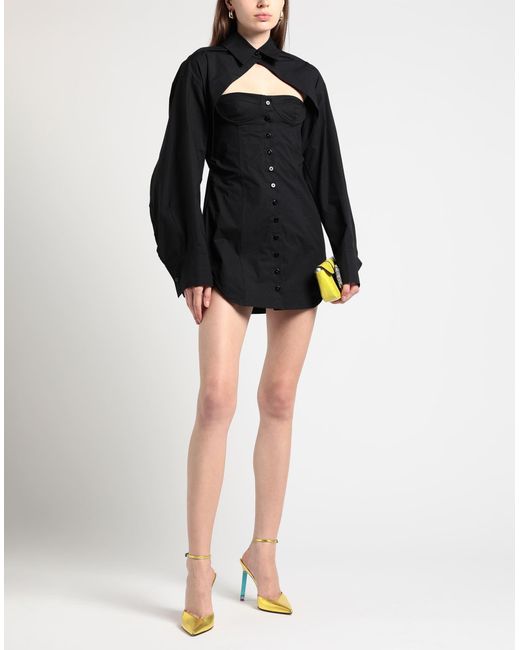 The Attico Black Mini Dress Cotton, Elastane