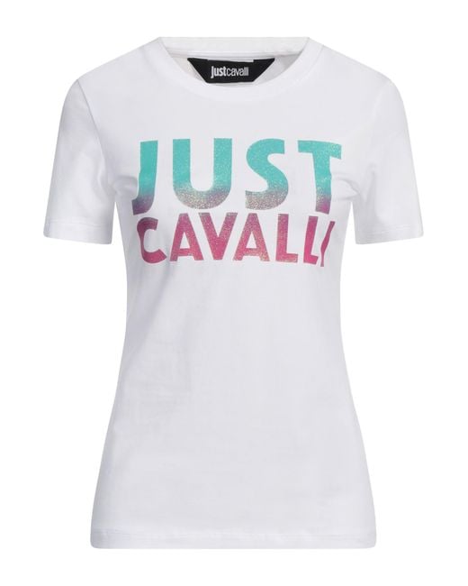 Just Cavalli White T-Shirt Cotton, Elastane