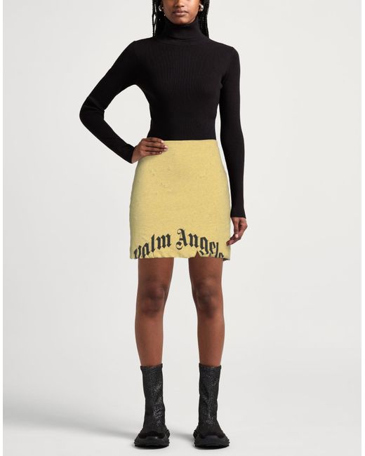 Palm Angels Yellow Mini Skirt Cotton