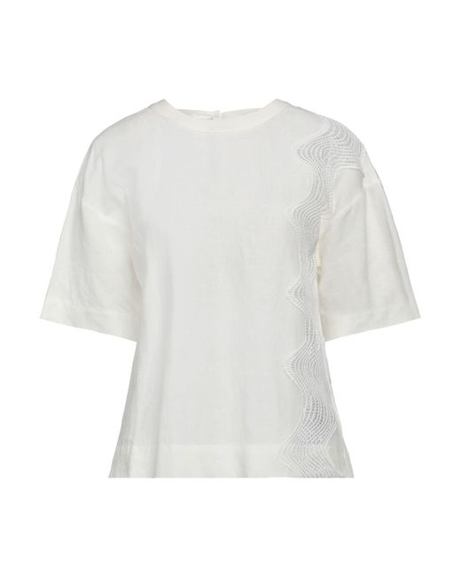Alpha Studio White Top Linen, Viscose, Polyester