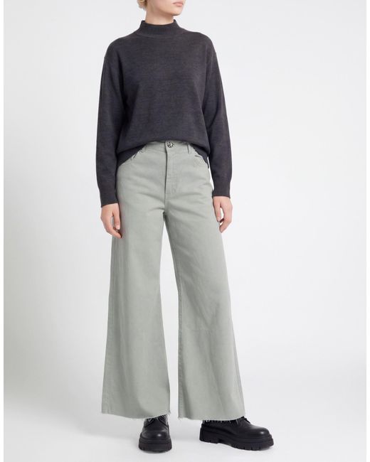 Soallure Gray Pants Cotton, Elastane