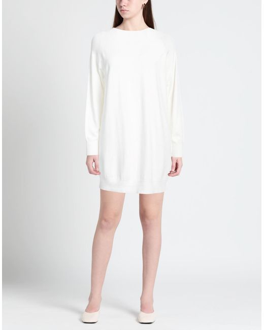 SEVENTY VENEZIA White Mini Dress Viscose, Polyester, Polyamide