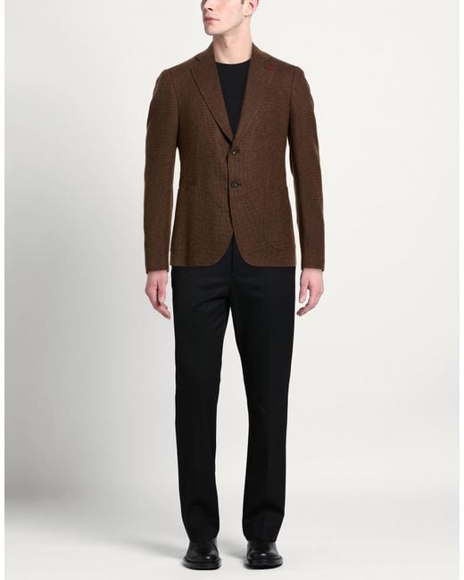 Isaia Brown Blazer Wool for men