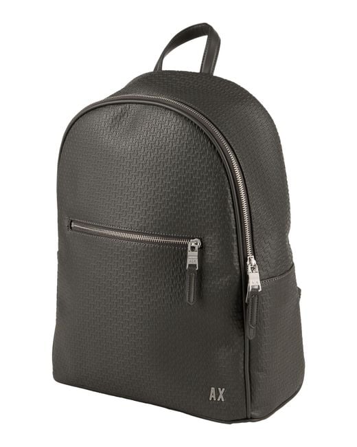 ARMANI EXCHANGE Black Charcoal Backpack Polyester, Polyurethane