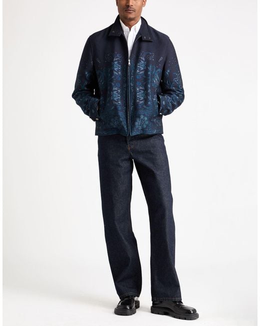 Etro Blue Midnight Jacket Wool, Polyester, Cotton for men