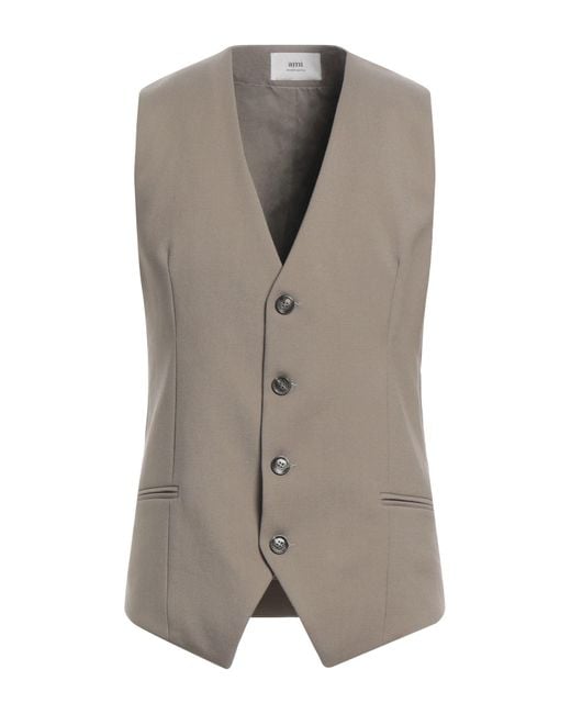 AMI Gray Tailored Vest Virgin Wool for men