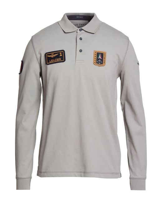 Aeronautica Militare Gray Frecce Tricolori Light Polo Shirt Cotton, Elastane for men