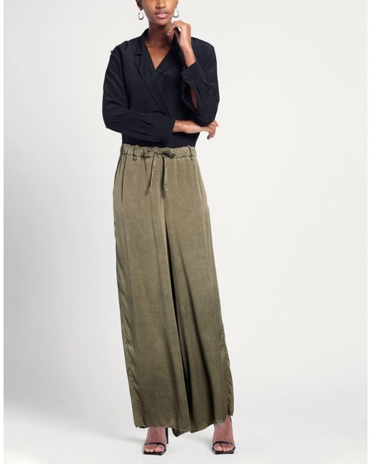 Masnada Green Pants Silk, Elastane