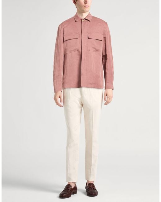 Lardini Pink Shirt Linen, Tencel for men