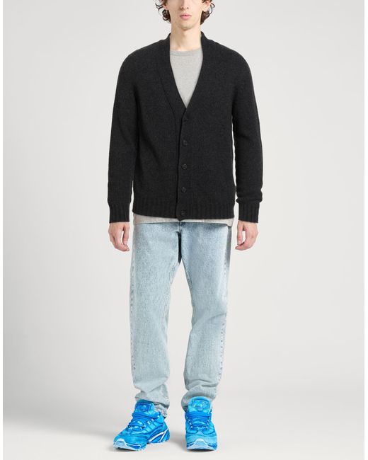 Palm Angels Black Charcoal Cardigan Merino Wool, Viscose, Polyamide, Cashmere, Wool for men