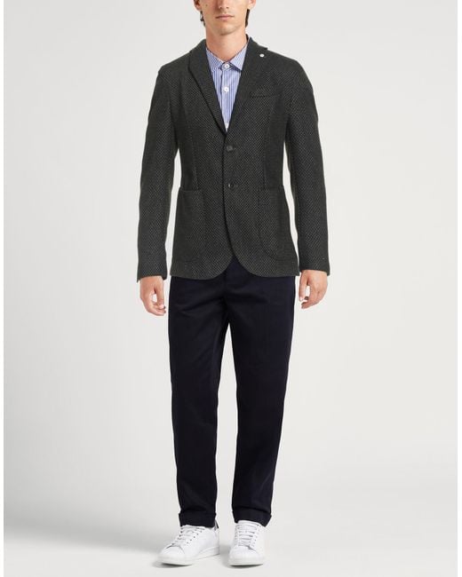 L.b.m. 1911 Black Dark Blazer Wool, Polyester, Polyamide for men