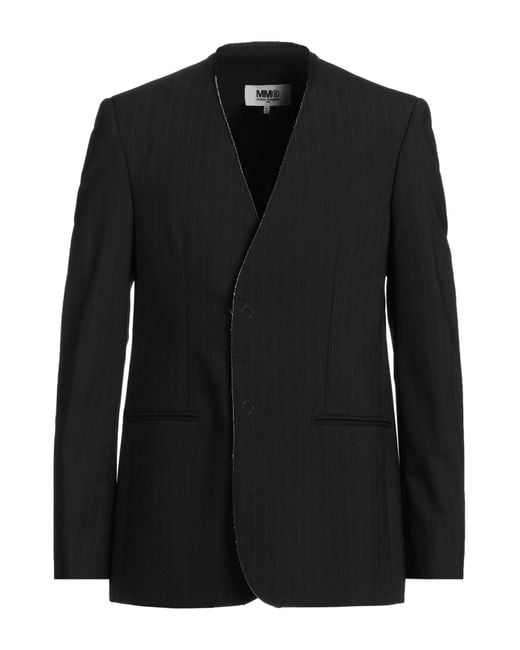 MM6 by Maison Martin Margiela Black Jacket Polyester, Virgin Wool, Elastane for men