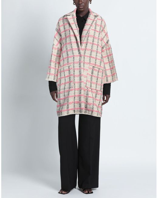 Shirtaporter White Overcoat & Trench Coat Cotton, Viscose, Polyamide, Acrylic, Stipa Tenacissima