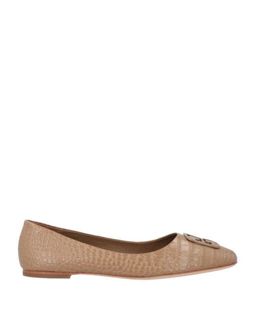 Tory Burch Brown Khaki Ballet Flats Leather