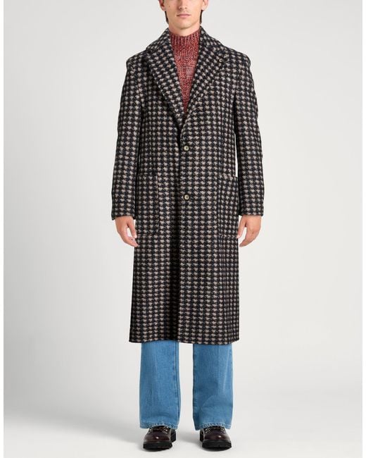 Takeshy Kurosawa Black Coat Wool, Polyester for men