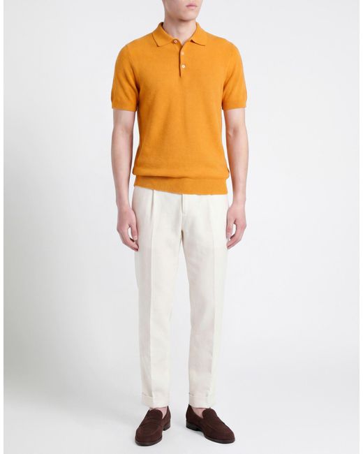 GALLIA Orange Polo Shirt for men