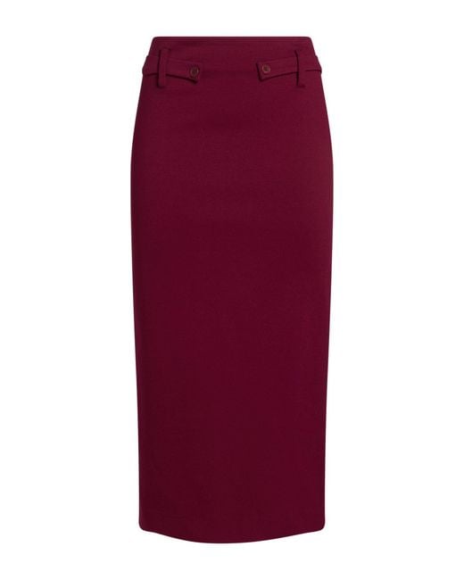 Manila Grace Red Midi Skirt