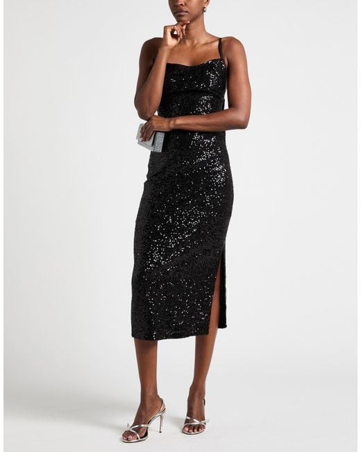 Manila Grace Black Midi Dress Polyester, Elastane