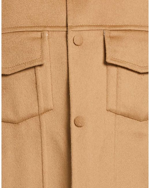 AMI Brown Camel Jacket Wool, Silk for men