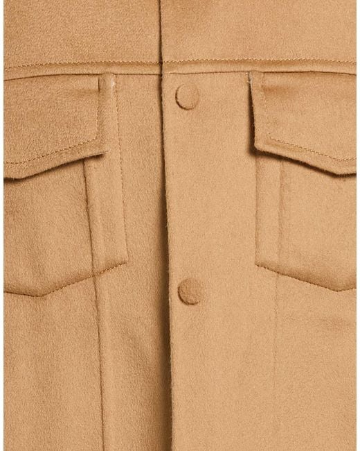 AMI Brown Camel Jacket Wool, Silk for men