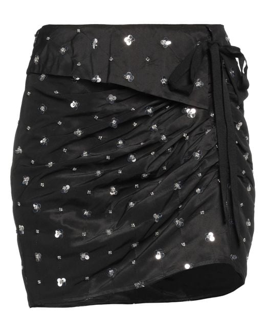 Self-Portrait Black Geometric-print Asymmetric Midi Skirt