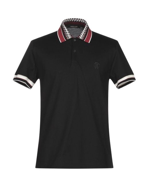 Roberto Cavalli Cotton Polo Shirt in Black for Men - Lyst