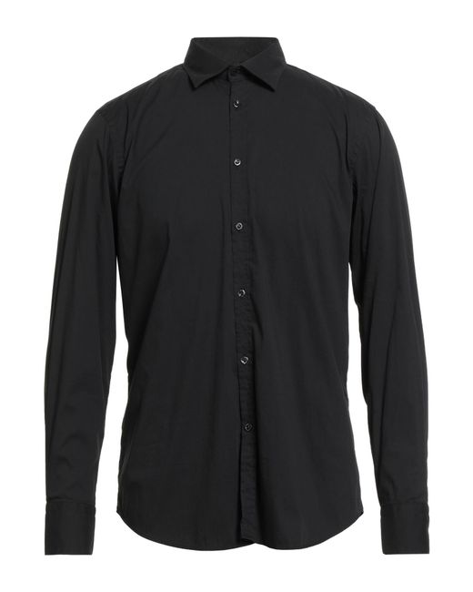 Aglini Black Shirt Cotton, Polyamide, Elastane for men