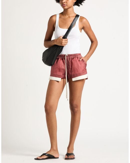 Rick Owens Red Shorts & Bermuda Shorts Cupro