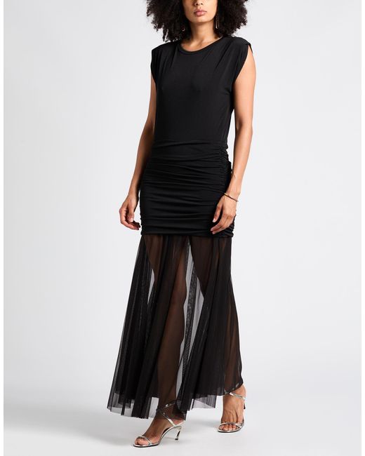 Haveone Black Maxi Dress Polyester, Elastane