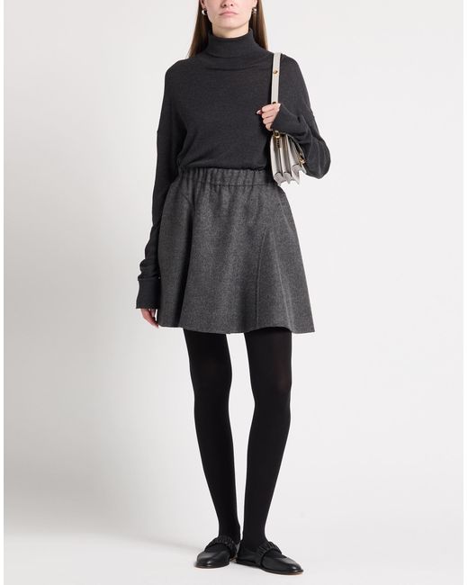 Brunello Cucinelli Gray Charcoal Mini Skirt Virgin Wool
