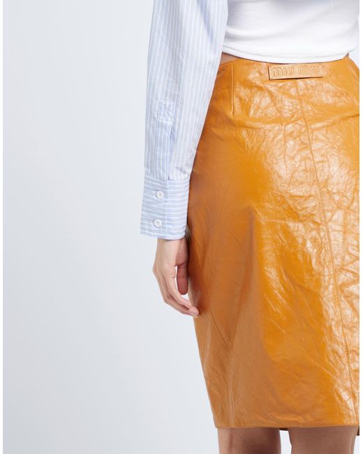 Miu Miu Orange Midi Skirt