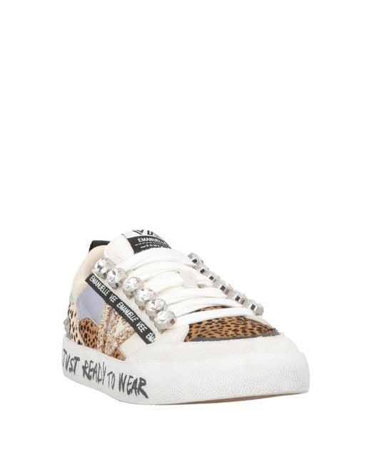 Emanuélle Vee White Camel Sneakers Leather, Textile Fibers
