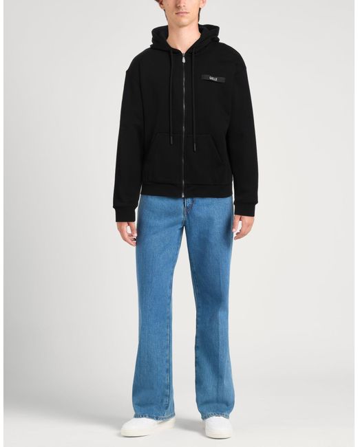 Gaelle Paris Black Sweatshirt Cotton, Polyester, Elastane for men