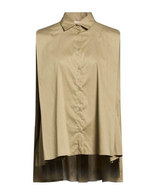 Semicouture Natural Khaki Shirt Cotton, Polyamide, Elastane