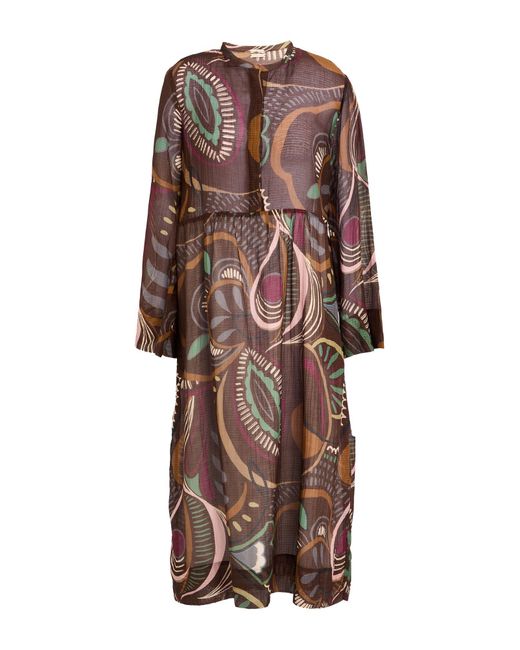 Massimo Alba Brown Midi Dress Cotton, Silk