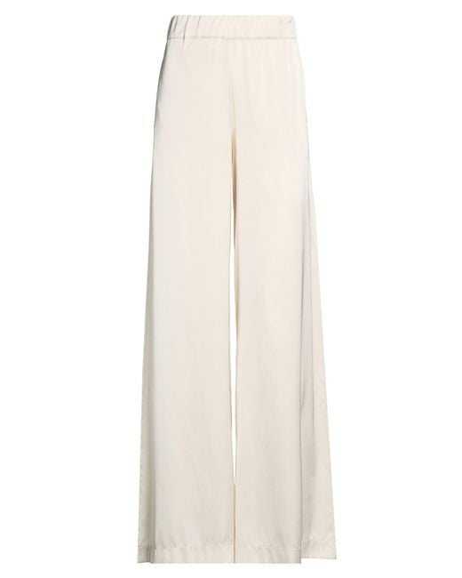 D.exterior White Pants Polyester, Elastane